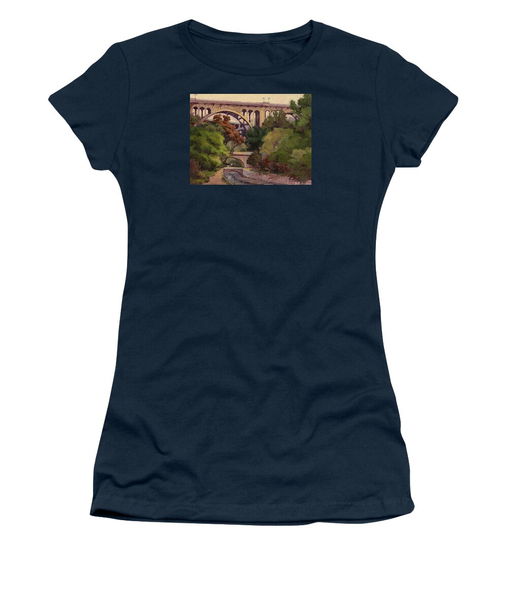 Bridges Women's T-Shirt featuring the painting Four Bridges by Jane Thorpe