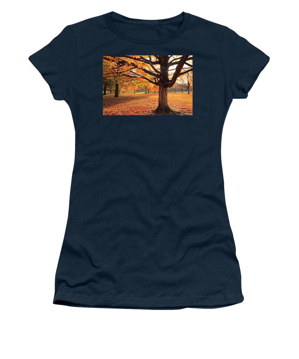 Scott Rackers Women's T-Shirt featuring the photograph Francis Park Autumn Maple by Scott Rackers
