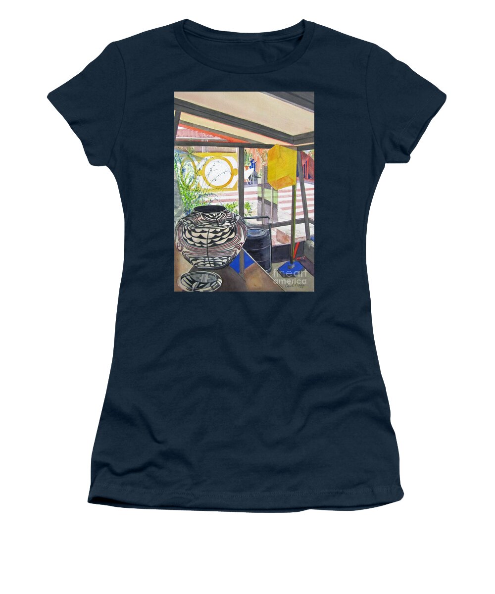 Watercolor Women's T-Shirt featuring the painting Frank Lloyd Wright Taliesin West by Carol Flagg