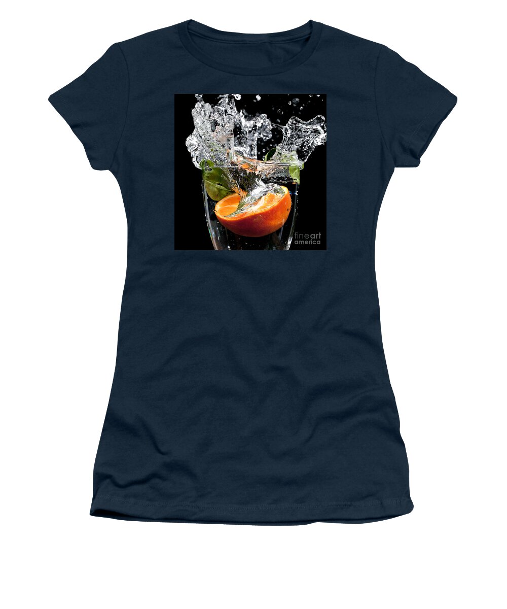 Fruit Women's T-Shirt featuring the photograph Fruit drop with big splash by Simon Bratt