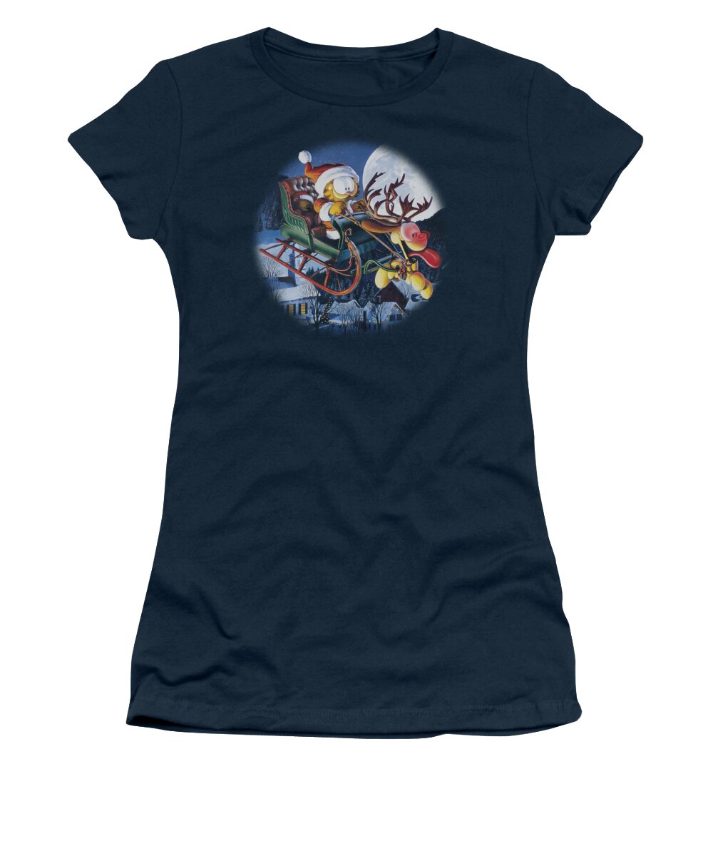 Garfield Women's T-Shirt featuring the digital art Garfield - Moonlight Ride by Brand A