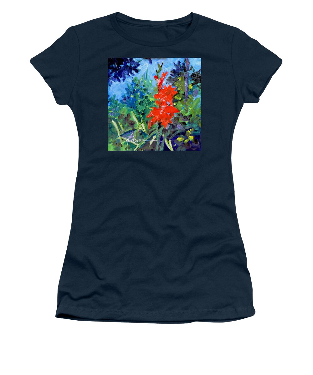 Flowers Women's T-Shirt featuring the painting Gladiolus by Adele Bower