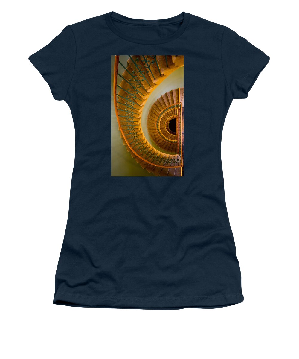 Architecture Spiral Women's T-Shirt featuring the photograph Golden ornamented staircase by Jaroslaw Blaminsky