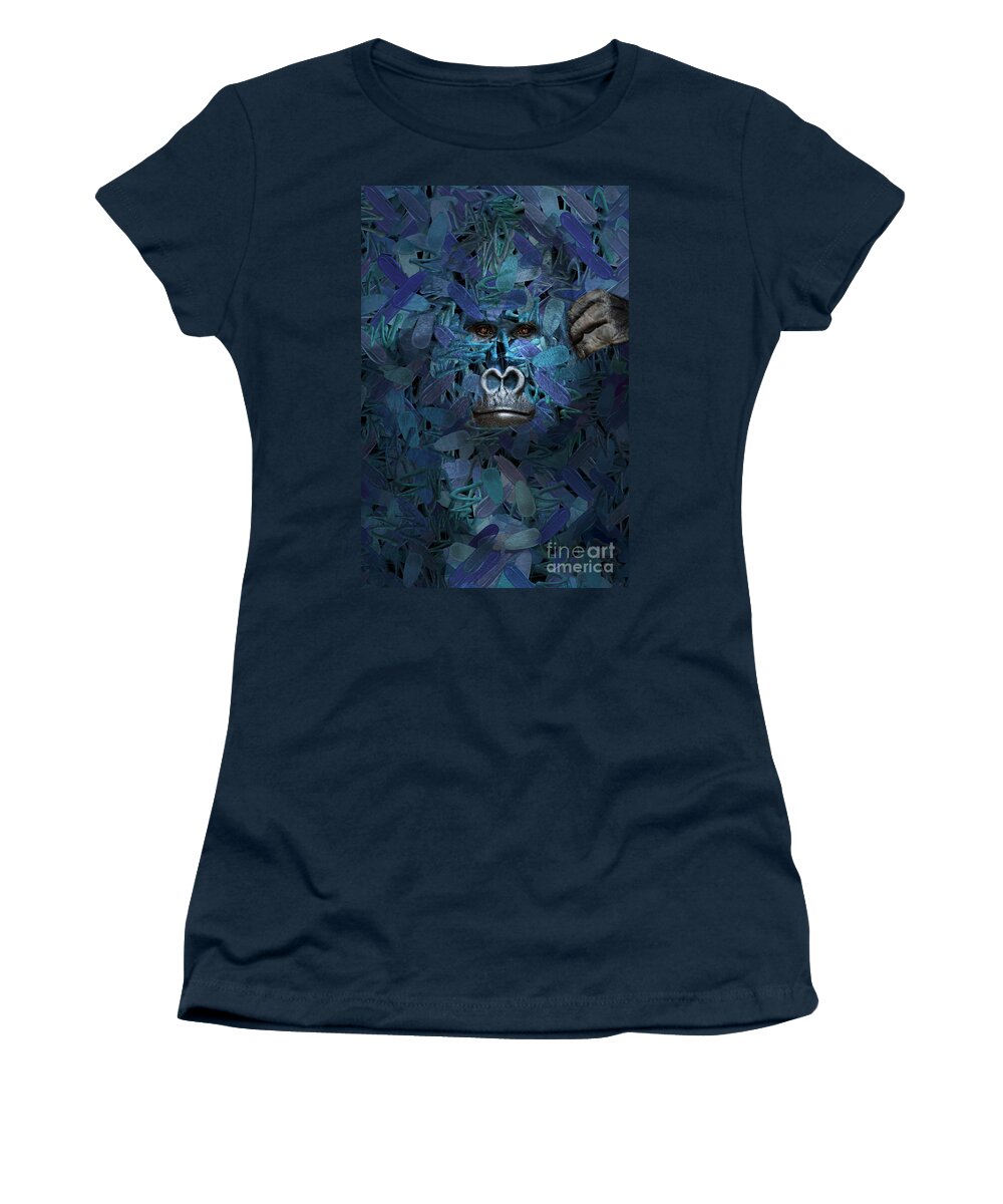 Gorilla Women's T-Shirt featuring the digital art Gorilla - Find Me Series by Aimelle Ml