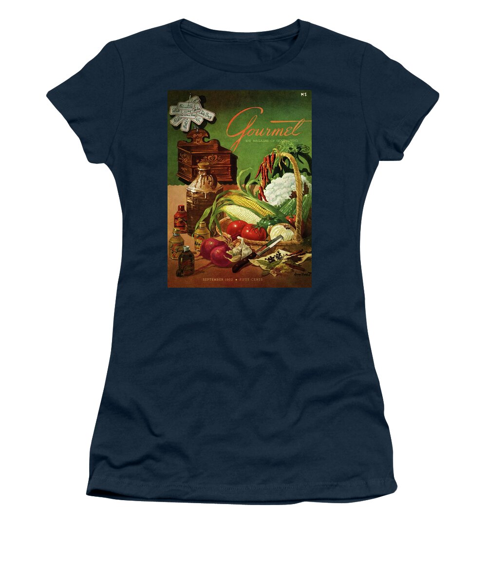 Food Women's T-Shirt featuring the photograph Gourmet Cover Featuring A Variety Of Vegetables by Henry Stahlhut