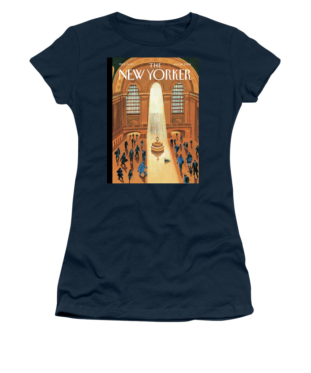 Grand Central Station Women's T-Shirt featuring the painting Winter Pleasures by Mark Ulriksen