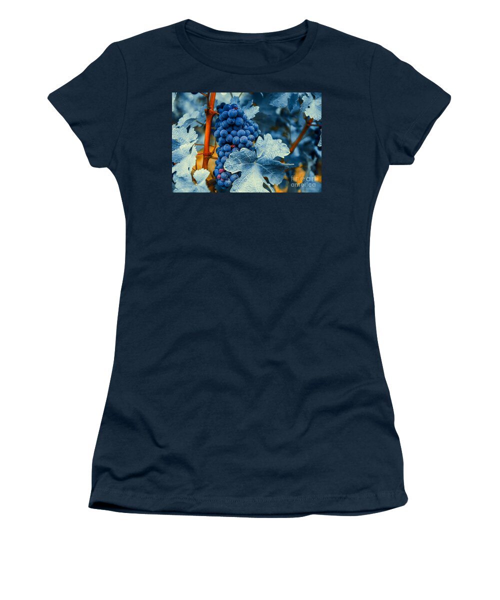 Blue Women's T-Shirt featuring the photograph Grapes - Blue by Hannes Cmarits