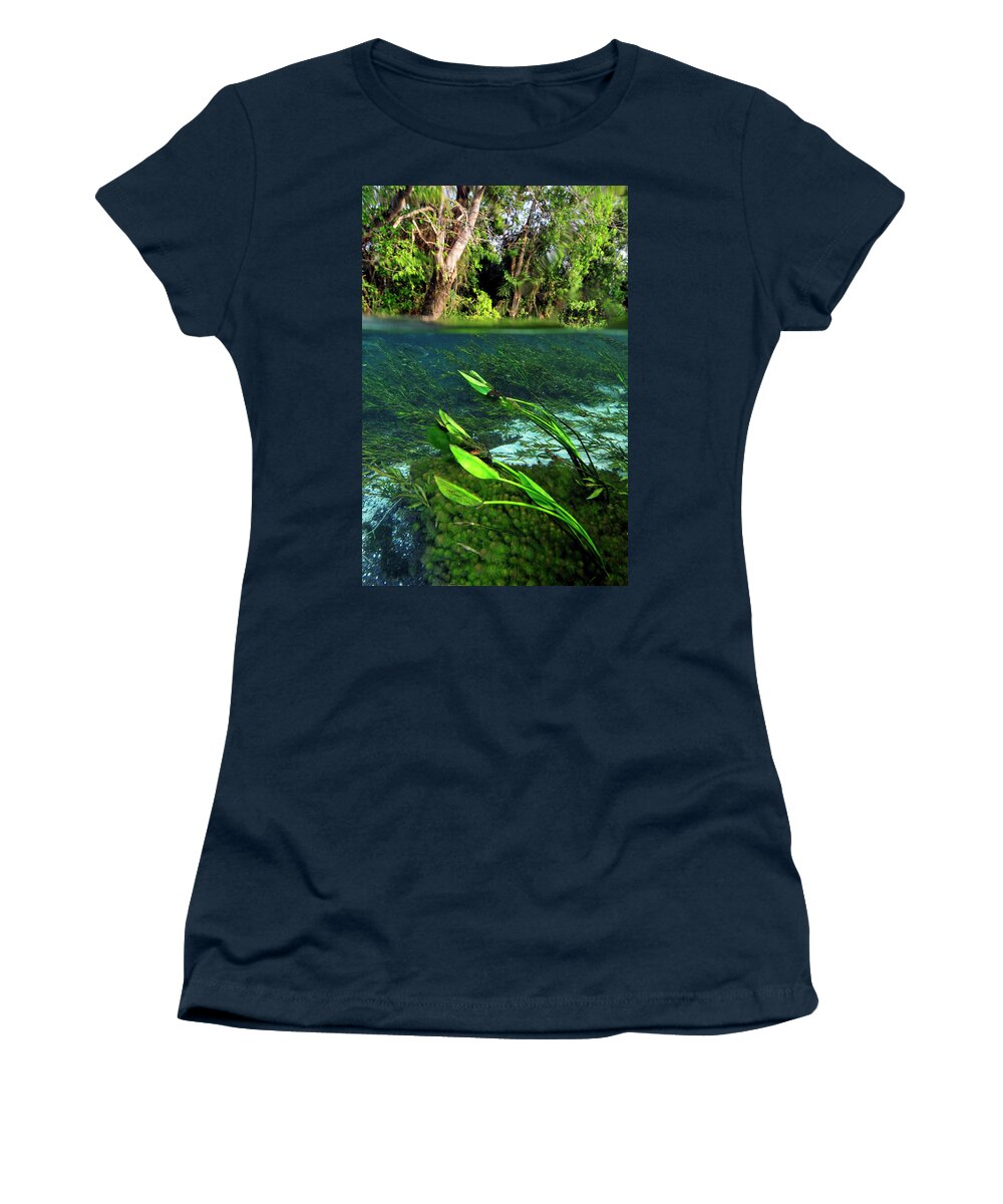 Underwater Women's T-Shirt featuring the photograph Green flow by Artesub