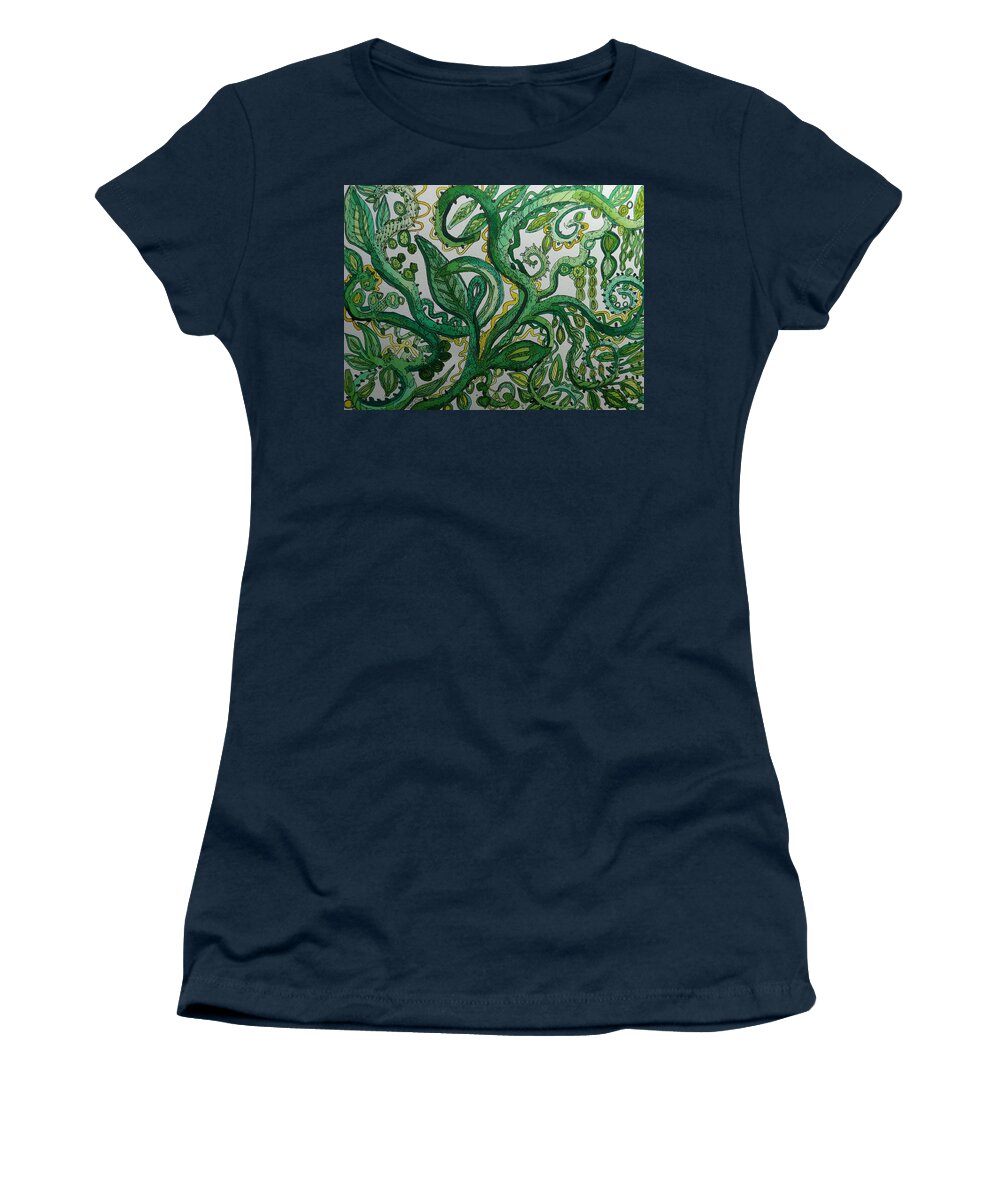 Chakra Women's T-Shirt featuring the painting Green Meditation by Terry Holliday