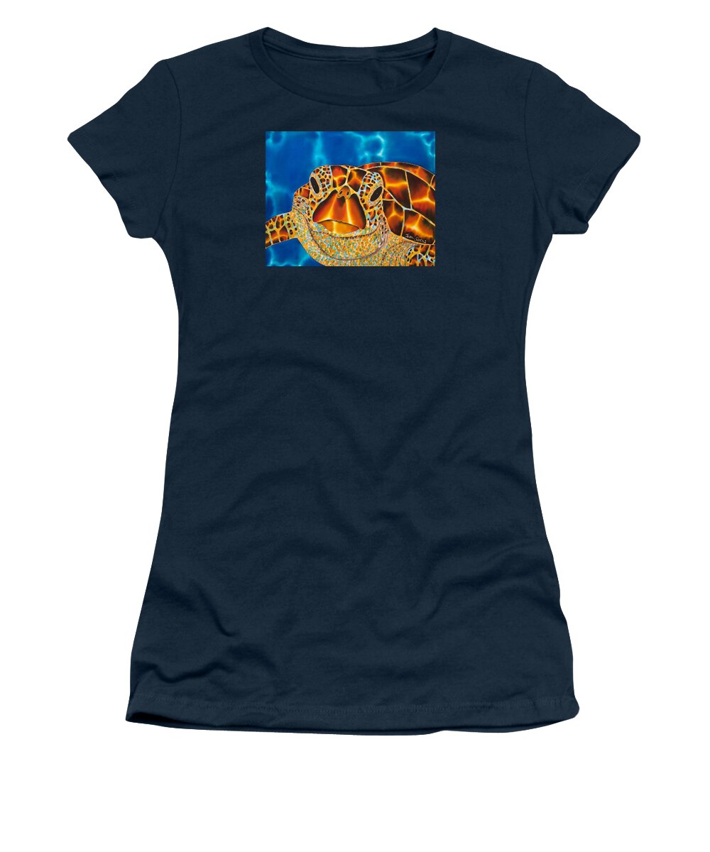 Sea Turtle Women's T-Shirt featuring the painting Green Sea Turtle by Daniel Jean-Baptiste