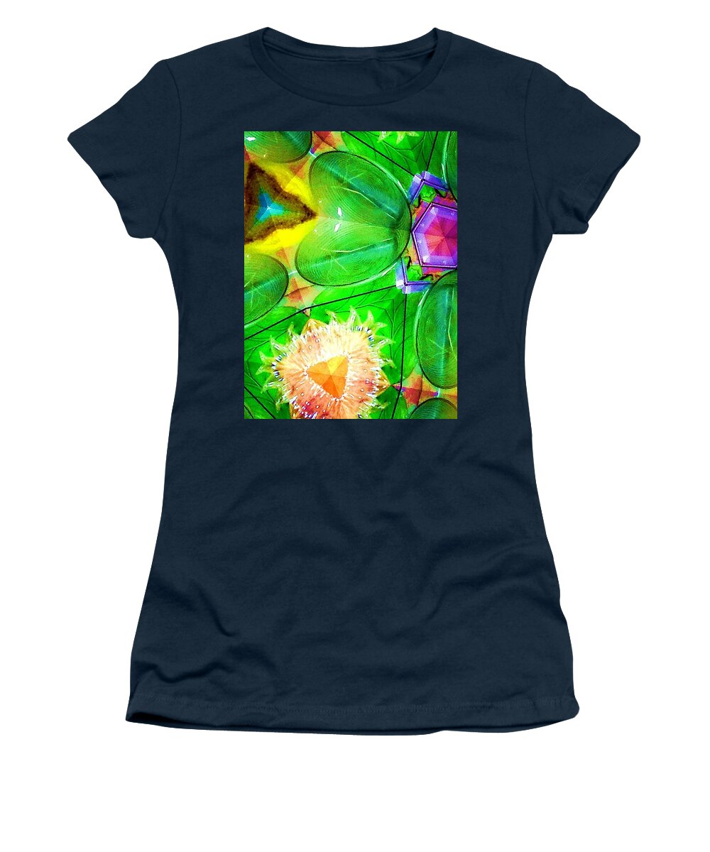 Green Women's T-Shirt featuring the digital art Green Thing 2 Abstract by Saundra Myles
