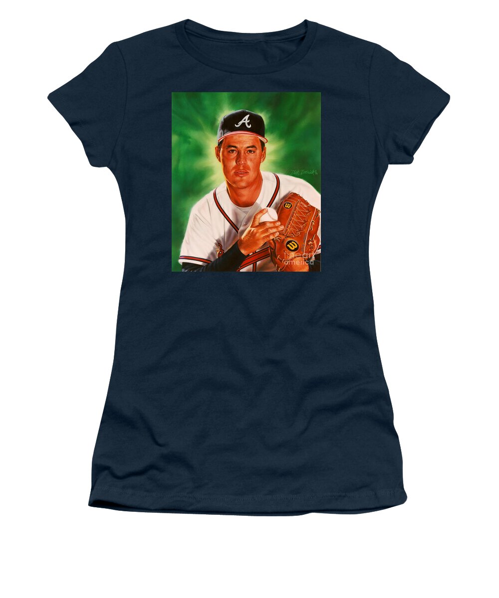 Sports Women's T-Shirt featuring the painting Greg Maddux by Dick Bobnick