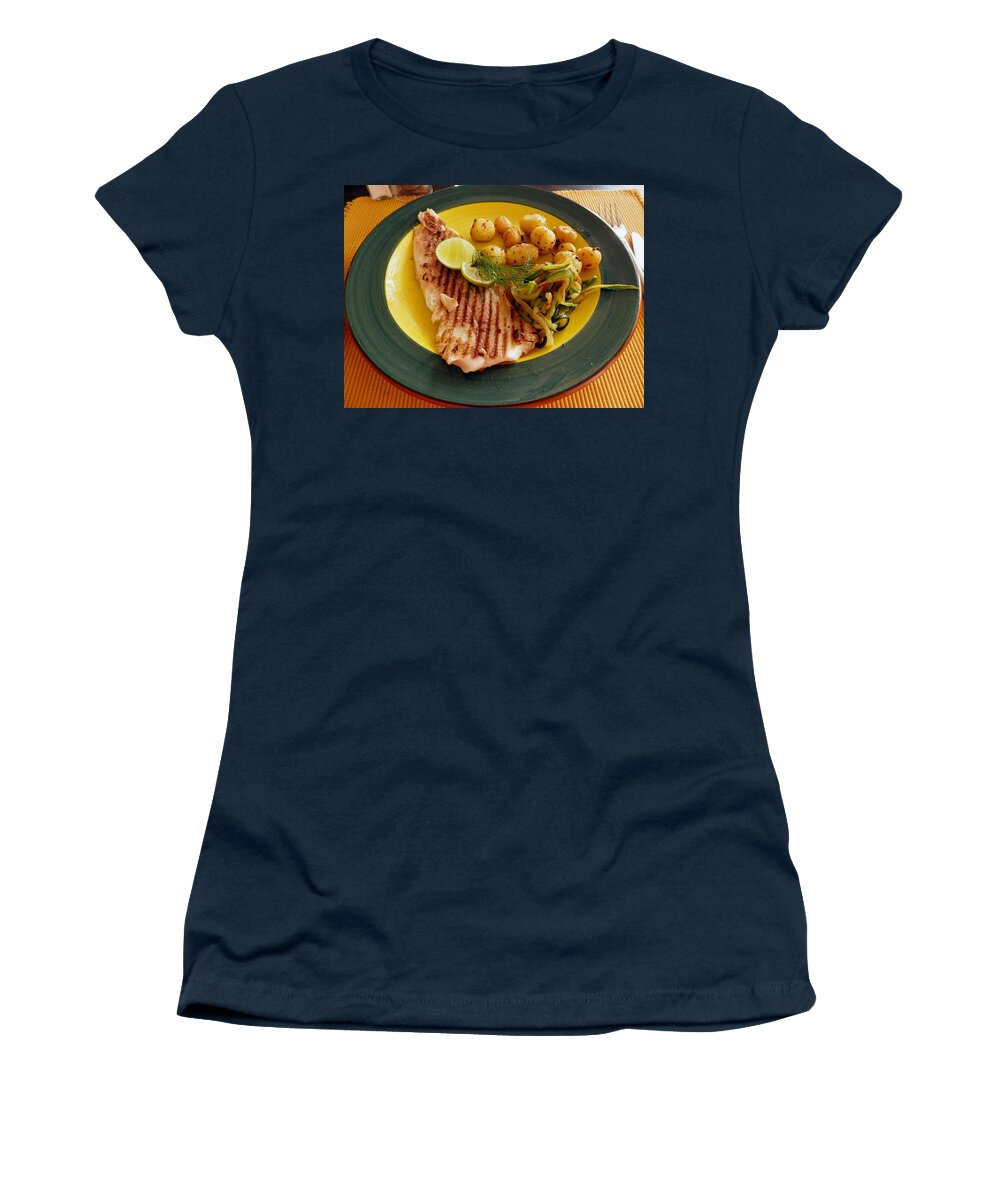 Grill Women's T-Shirt featuring the photograph Grilled Fish by Pema Hou
