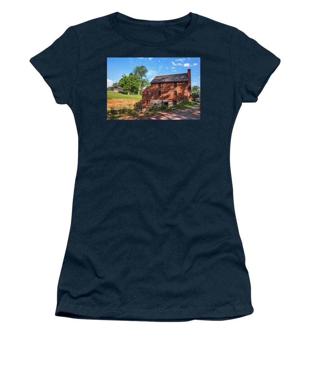 Jackson's Mill Women's T-Shirt featuring the photograph Gristmill at the Farmstead by Mary Almond