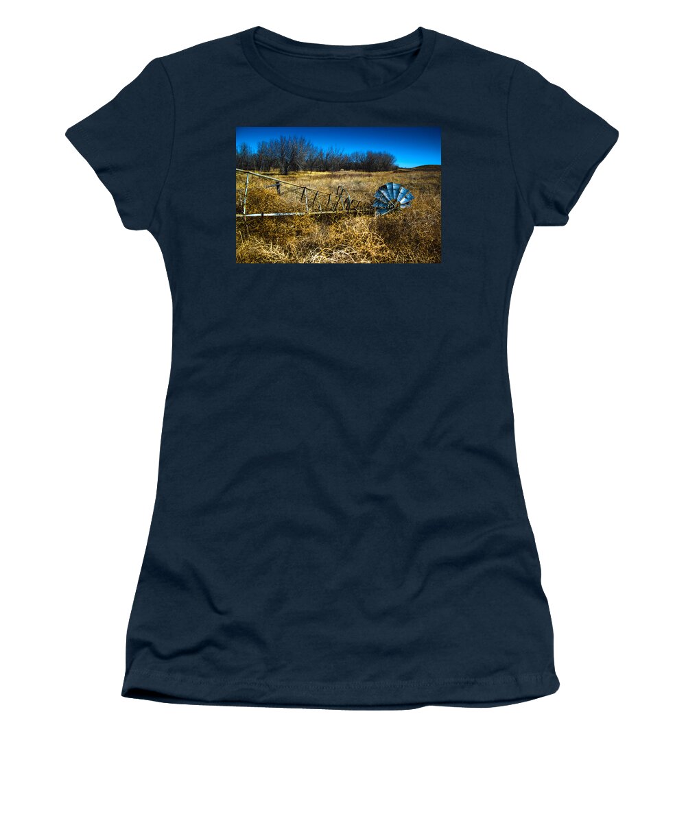 Windmill Women's T-Shirt featuring the photograph Grounded-HDR by Shane Bechler