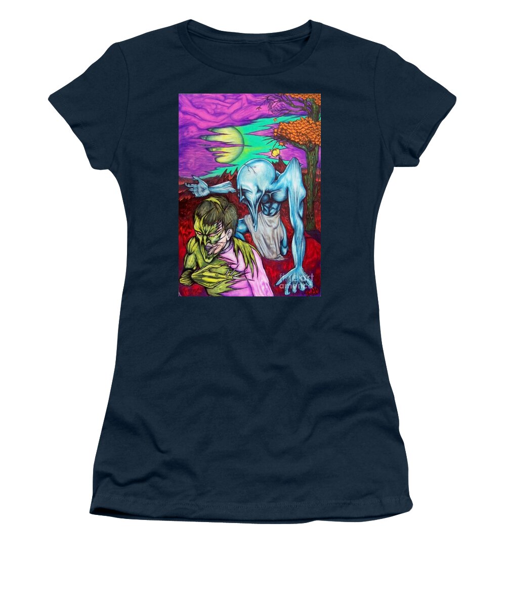 Tmad Women's T-Shirt featuring the drawing Growing Evils by Michael TMAD Finney