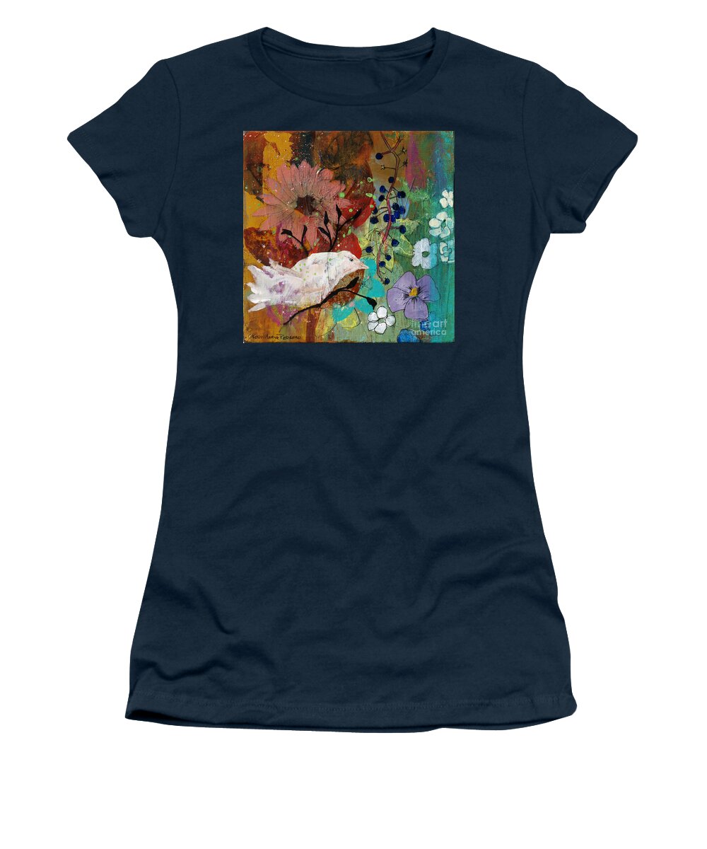 White Bird Women's T-Shirt featuring the painting Happiness by Robin Pedrero