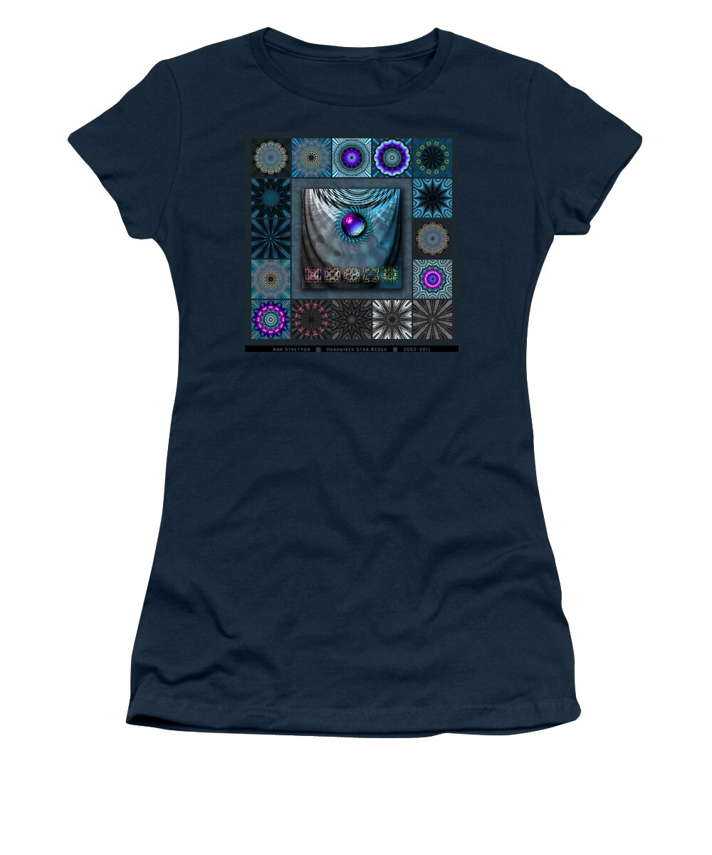Blue Women's T-Shirt featuring the digital art Hardwired Star Redux by Ann Stretton