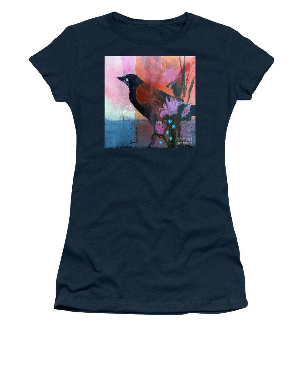Crow Women's T-Shirt featuring the painting Hello Crow by Robin Pedrero