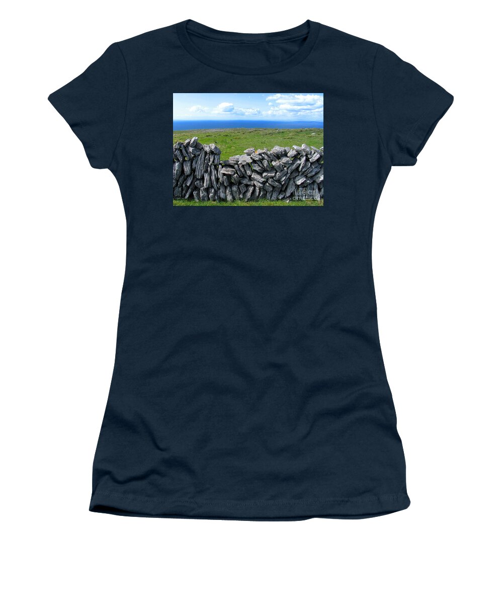 Ireland County Clare Coast Women's T-Shirt featuring the photograph Here and There by Suzanne Oesterling
