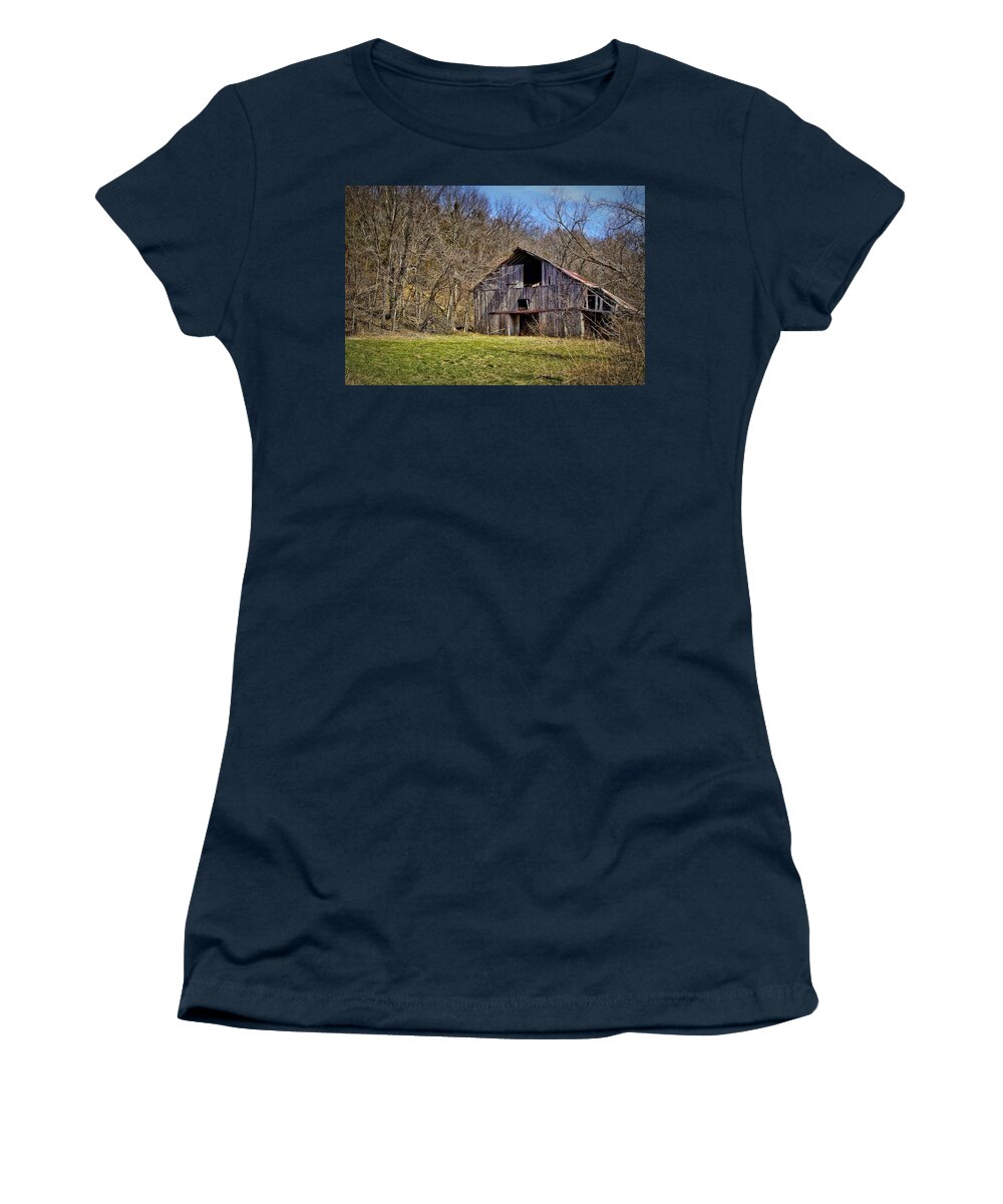 Barn Women's T-Shirt featuring the photograph Hidden Barn by Cricket Hackmann