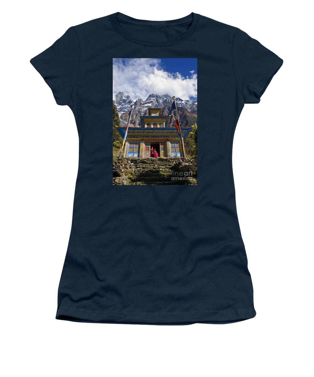 Nepal_d1062 Women's T-Shirt featuring the photograph Hidden Monastery - Tibet by Craig Lovell