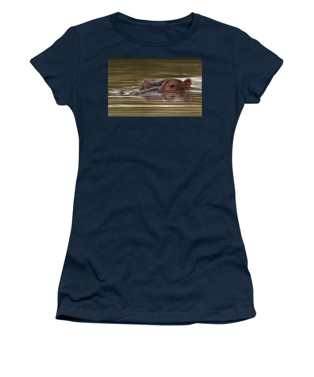 Hippopotamus Women's T-Shirt featuring the painting Hippo Painting by Rachel Stribbling
