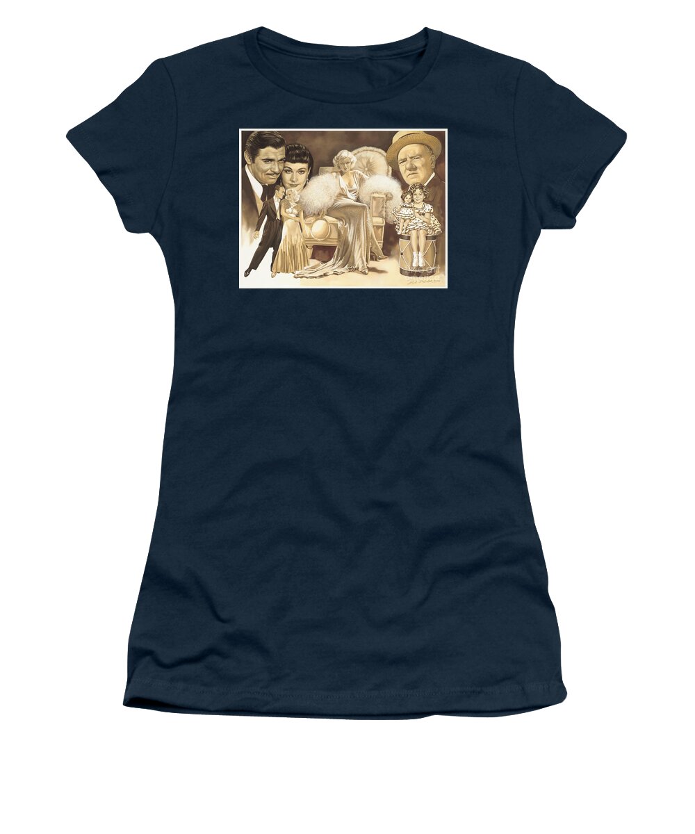 Portrait Women's T-Shirt featuring the painting Hollywoods Golden Era by Dick Bobnick