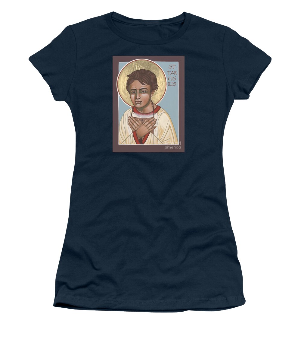 St. Tarcisius Women's T-Shirt featuring the painting Holy Martyr St. Tarcisius Patron of Altar Servers 271 by William Hart McNichols