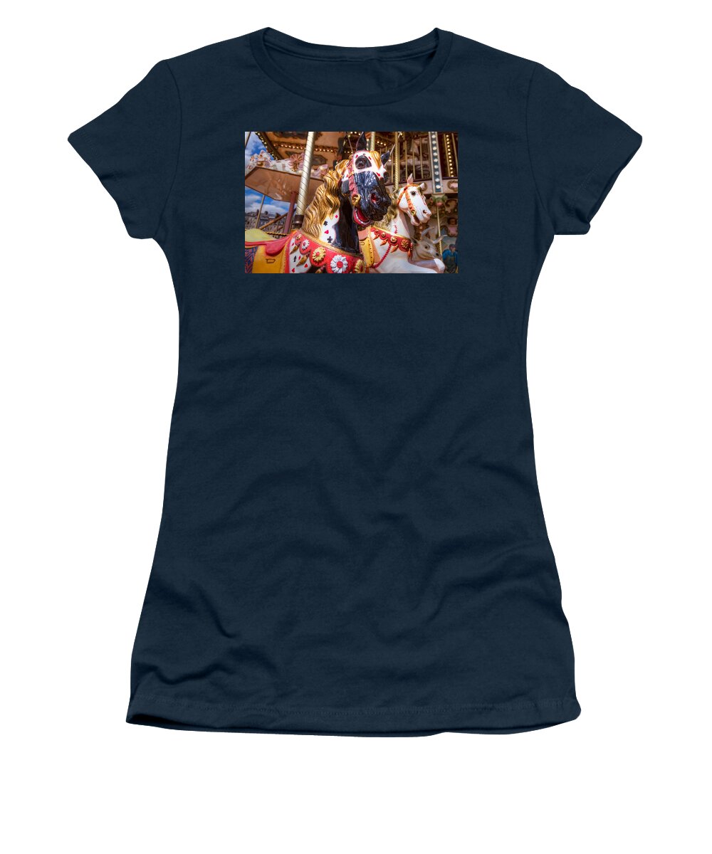 Tim Stanley Women's T-Shirt featuring the photograph Honfleur Horses by Tim Stanley