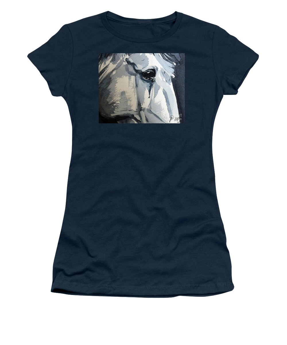 Horse Women's T-Shirt featuring the painting Horse Look Closer by Go Van Kampen