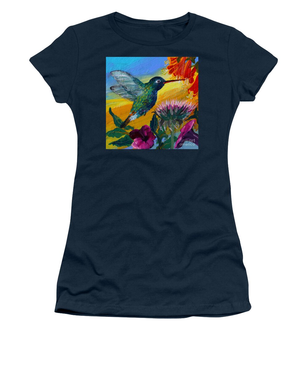 Hummingbird Women's T-Shirt featuring the painting Hummingbird by Robin Pedrero