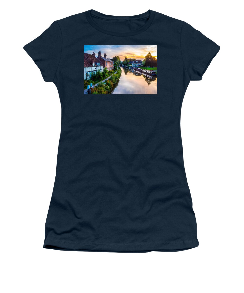 Aonb Women's T-Shirt featuring the photograph Hungerford Canal Sunset by Mark Llewellyn