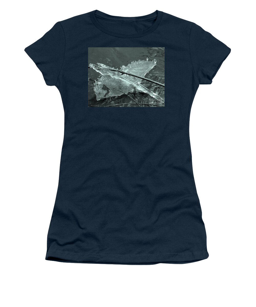 Ice Women's T-Shirt featuring the photograph Ice-bird on the river by Nina Silver