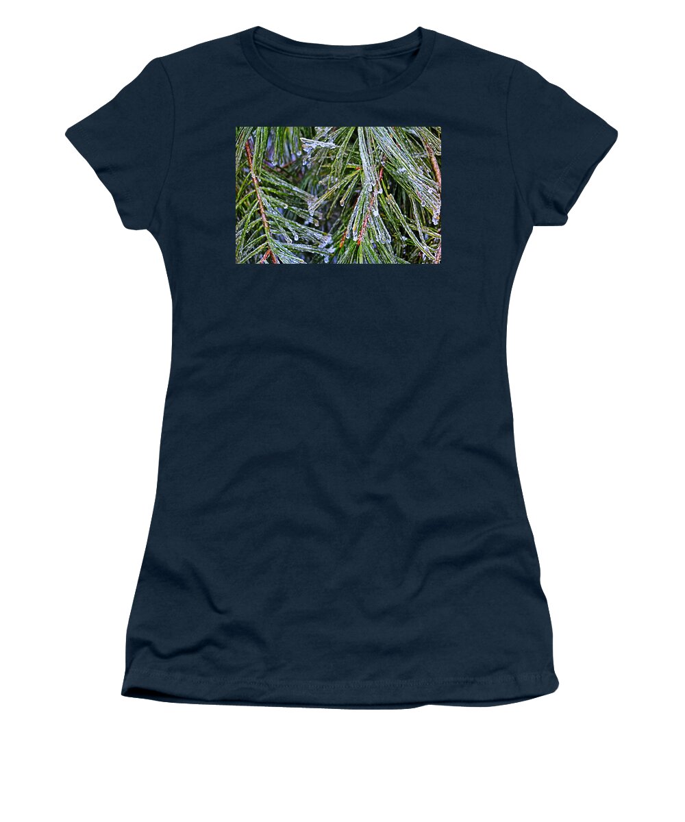 Ice Women's T-Shirt featuring the photograph Ice On Pine Needles by Daniel Reed