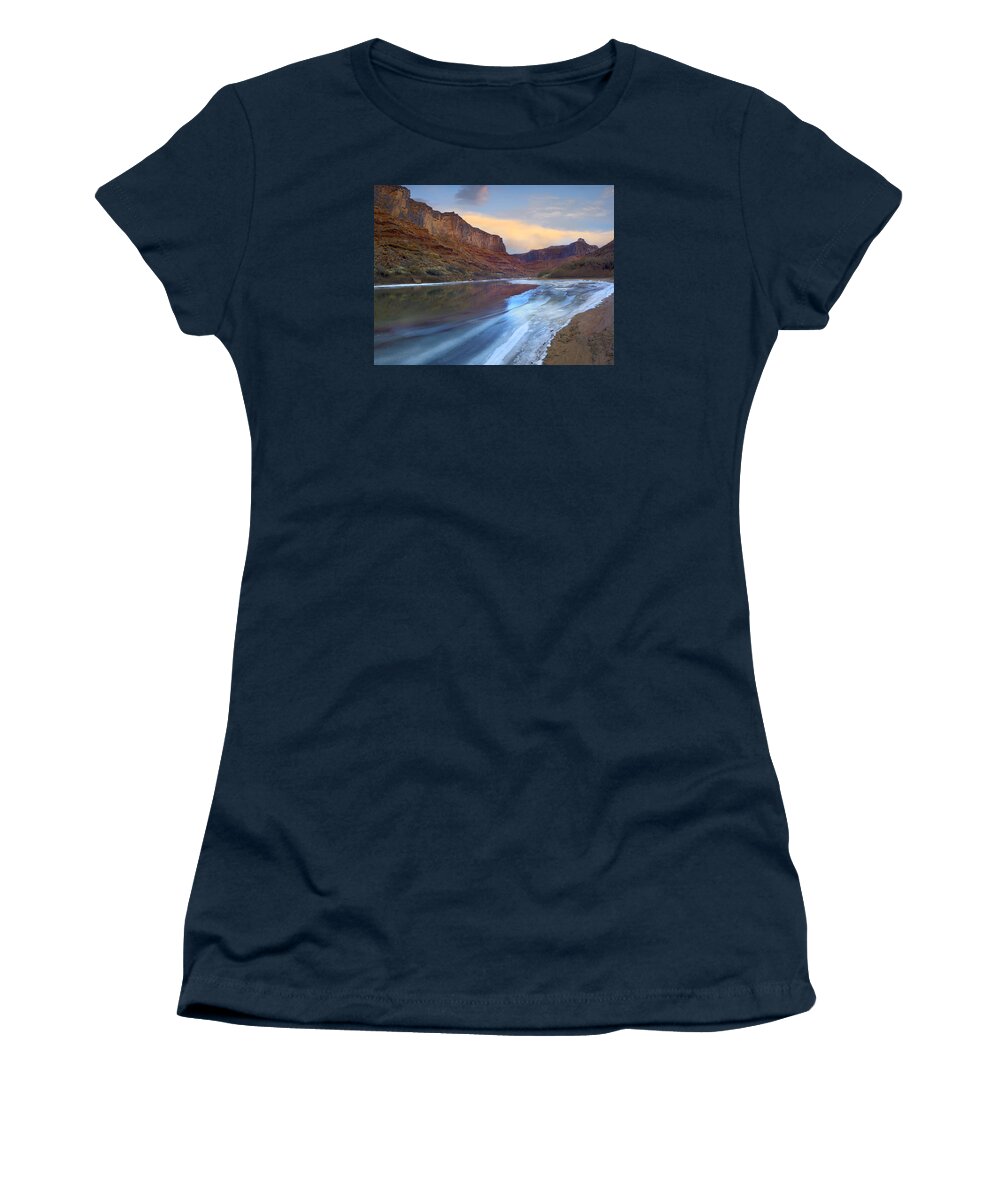 00175504 Women's T-Shirt featuring the photograph Ice On The Colorado River in Cataract Canyon by Tim Fitzharris