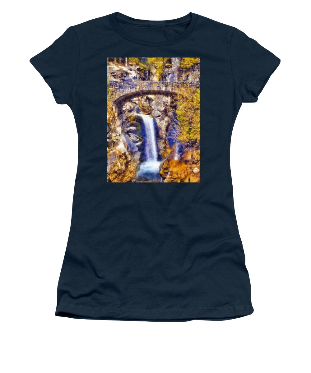 Cristine Falls Women's T-Shirt featuring the digital art Impressionist Christine Falls by Kaylee Mason