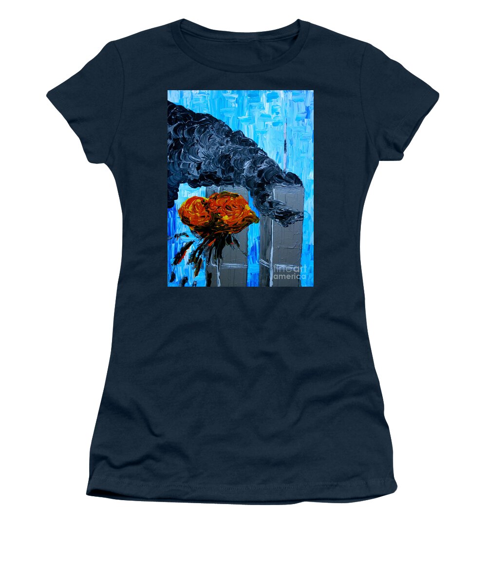 9/11 Women's T-Shirt featuring the painting Inside Job by Jacqueline Athmann