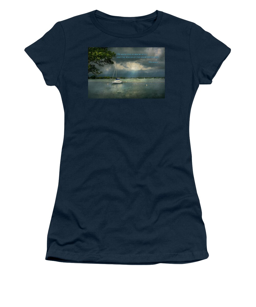 Name Women's T-Shirt featuring the photograph Inspirational - Hope - Sailor - Psalm 107-29 by Mike Savad