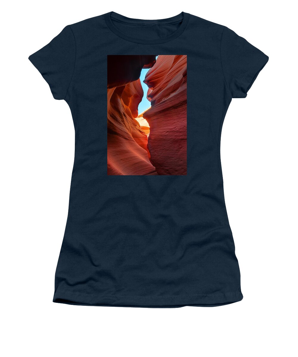 Antelope Canyon Women's T-Shirt featuring the photograph Into the Light by Jason Chu