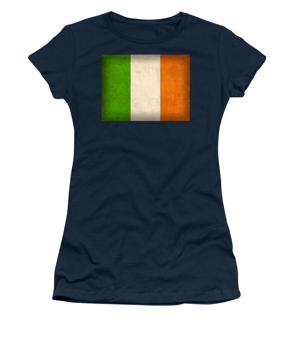 Ireland Flag Vintage Distressed Finish Dublin Irish Green Europe Luck Women's T-Shirt featuring the mixed media Ireland Flag Vintage Distressed Finish by Design Turnpike