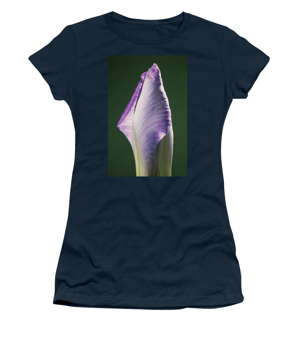 About To Open Women's T-Shirt featuring the photograph Iris Flower Bud by Perennou Nuridsany