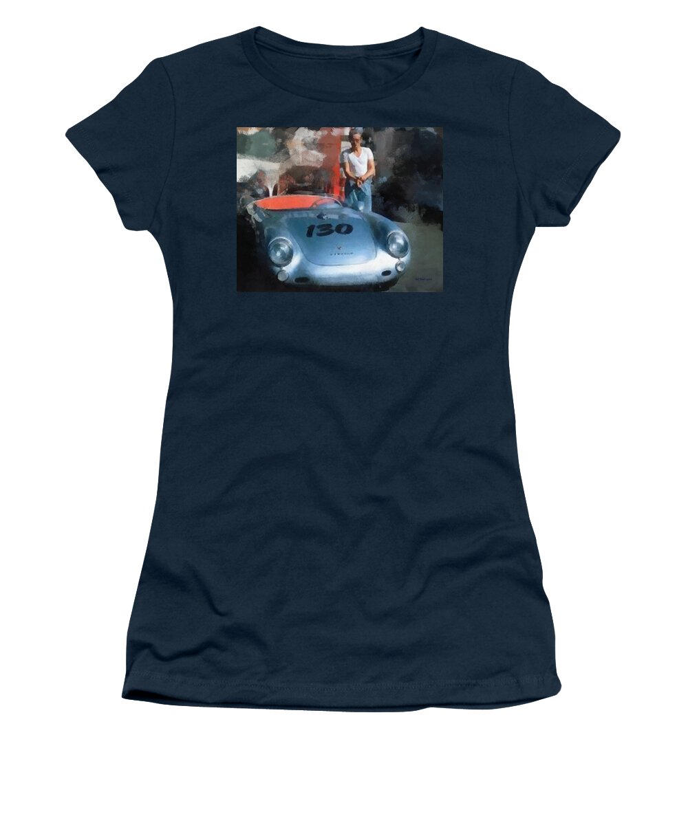 Wright Women's T-Shirt featuring the digital art James Dean With His Spyder by Paulette B Wright
