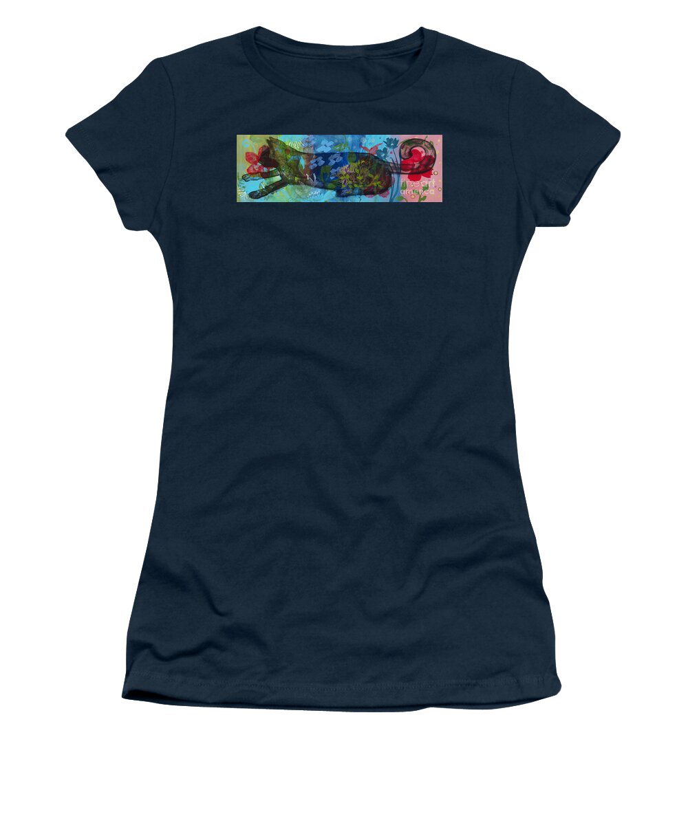 Cat Women's T-Shirt featuring the painting Jardine Cat by Robin Pedrero