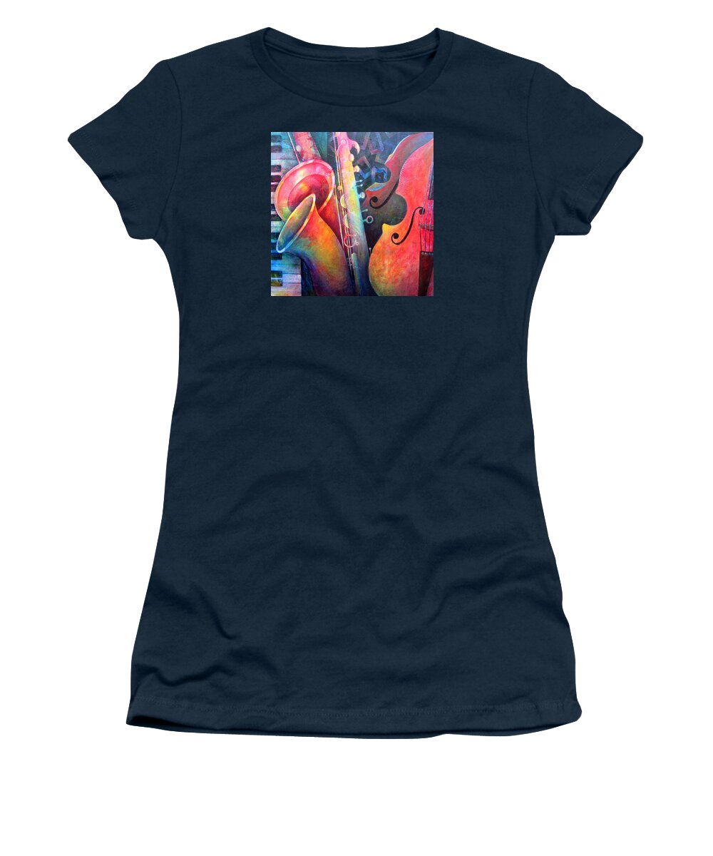 Music Women's T-Shirt featuring the painting Jazz by Susanne Clark