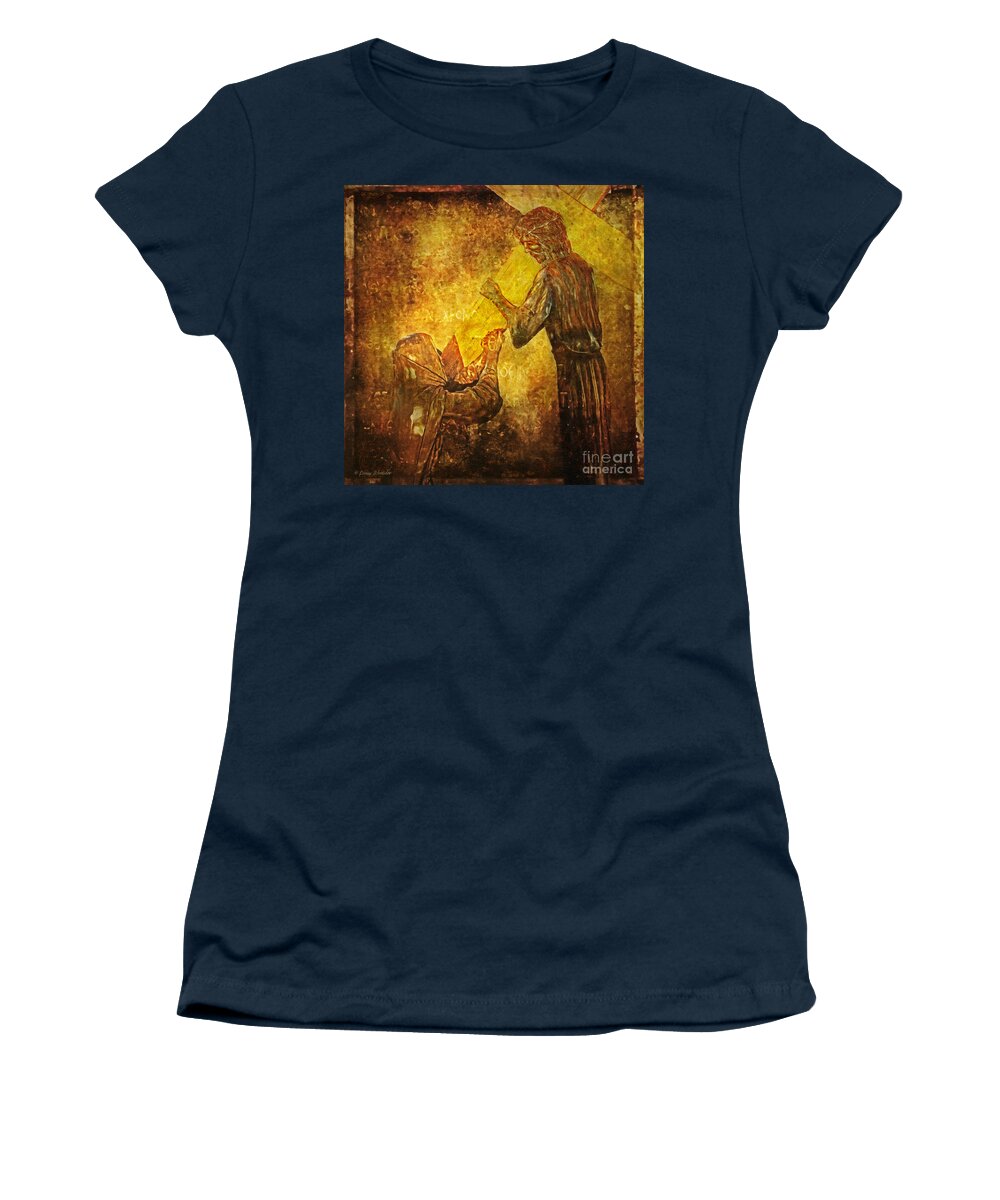Jesus Women's T-Shirt featuring the digital art Jesus Meets His Mother Via Dolorosa 4 by Lianne Schneider