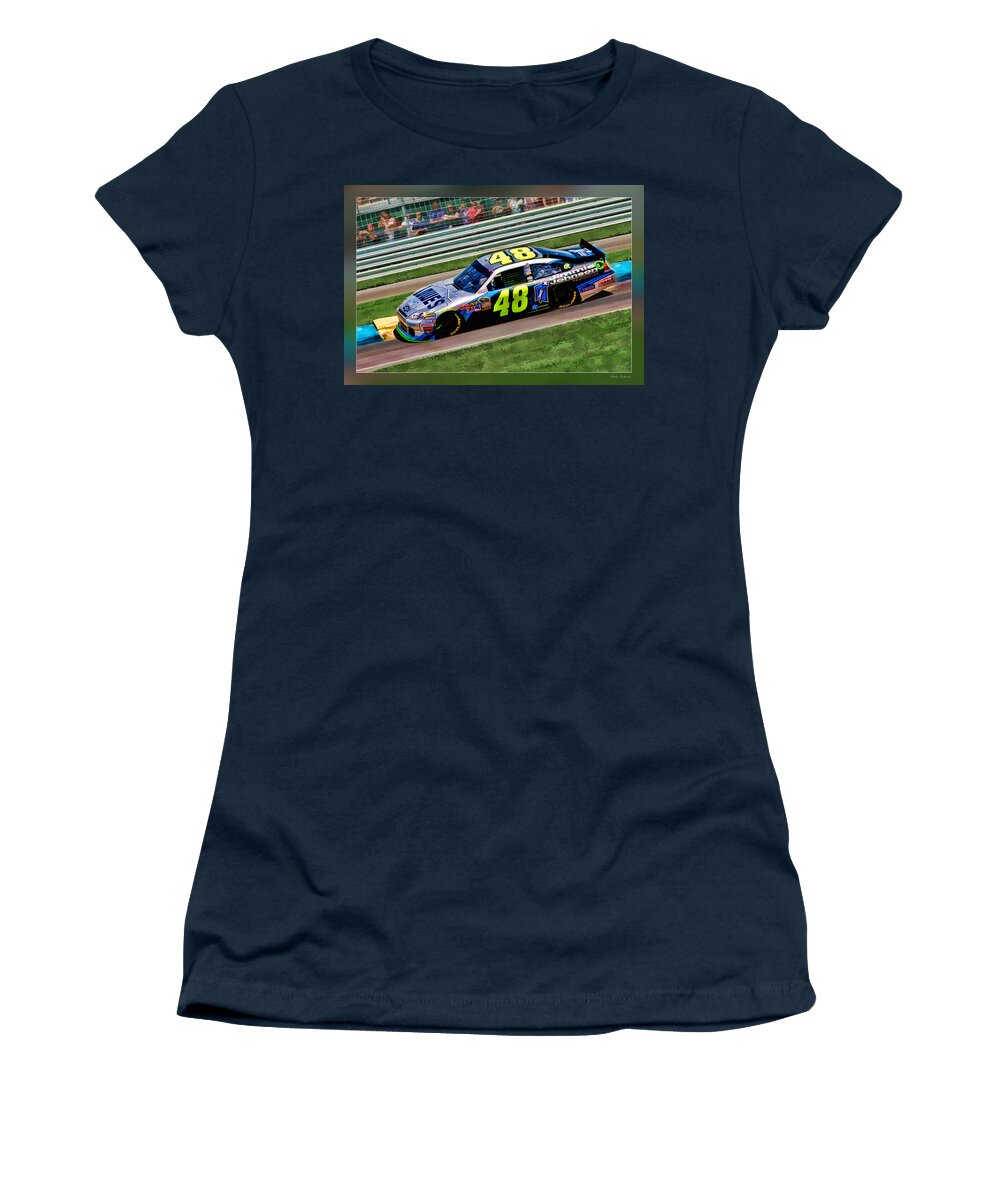 Jimmie Johnson Women's T-Shirt featuring the photograph Jimmie Johnson by Blake Richards
