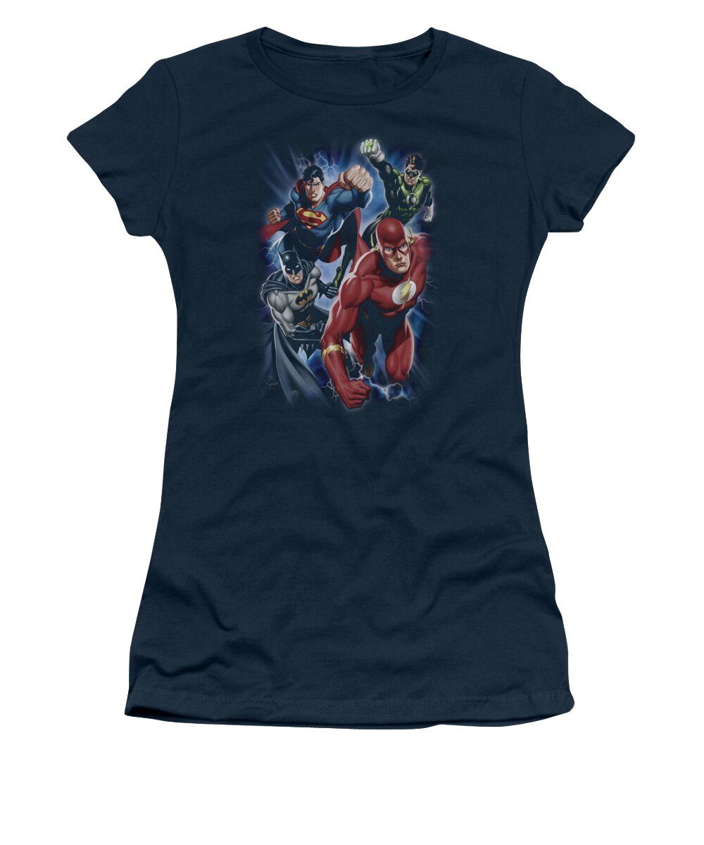 Justice League Of America Women's T-Shirt featuring the digital art Jla - Storm Chasers by Brand A