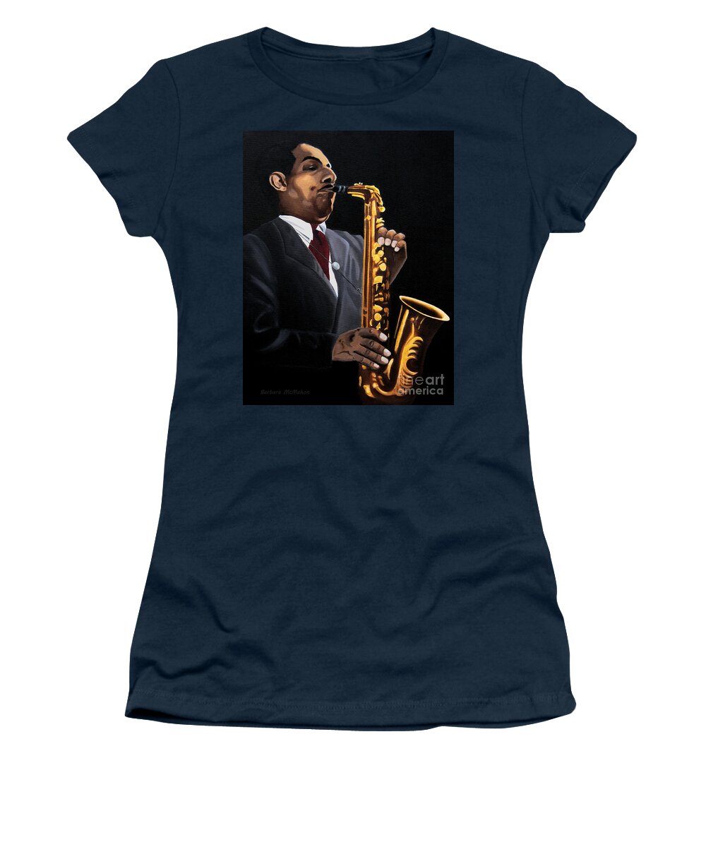 John Keith Hodges Women's T-Shirt featuring the painting Johnny and the Sax by Barbara McMahon