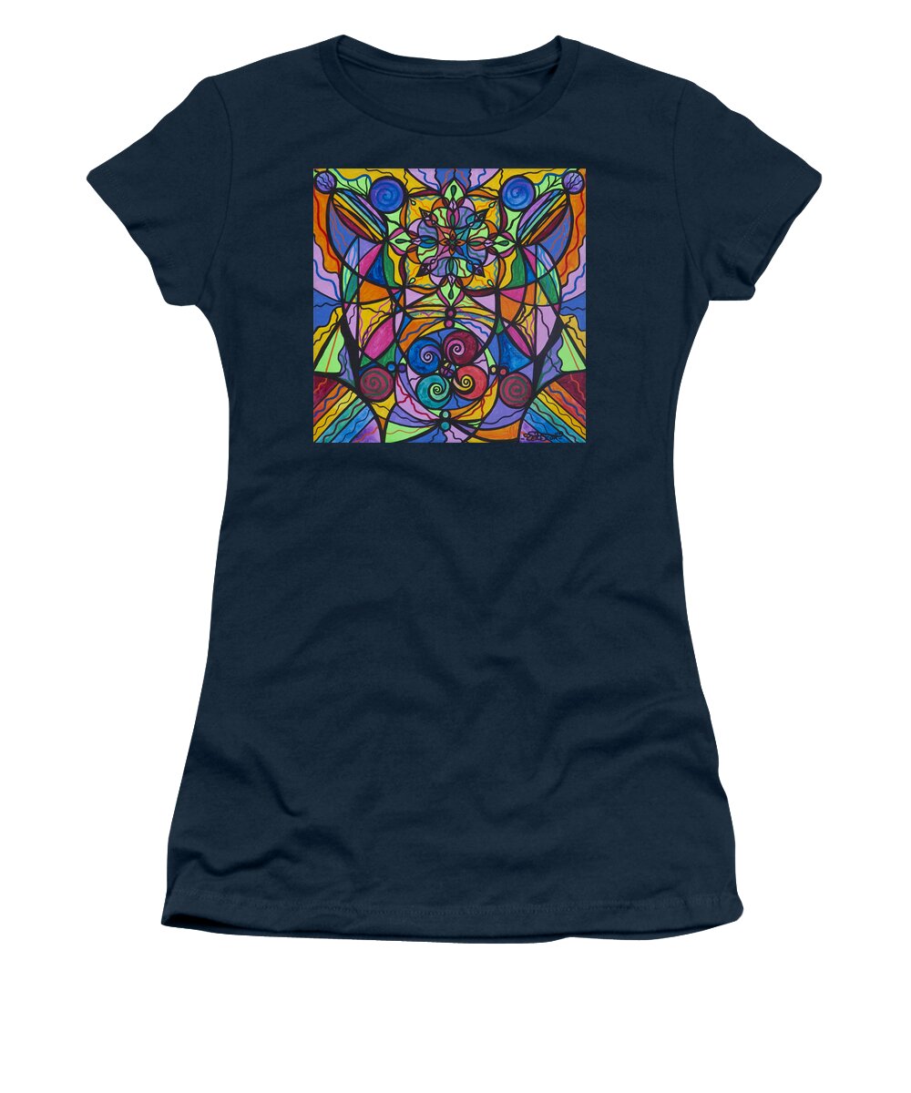 Jovial Optimism Women's T-Shirt featuring the painting Jovial Optimism by Teal Eye Print Store